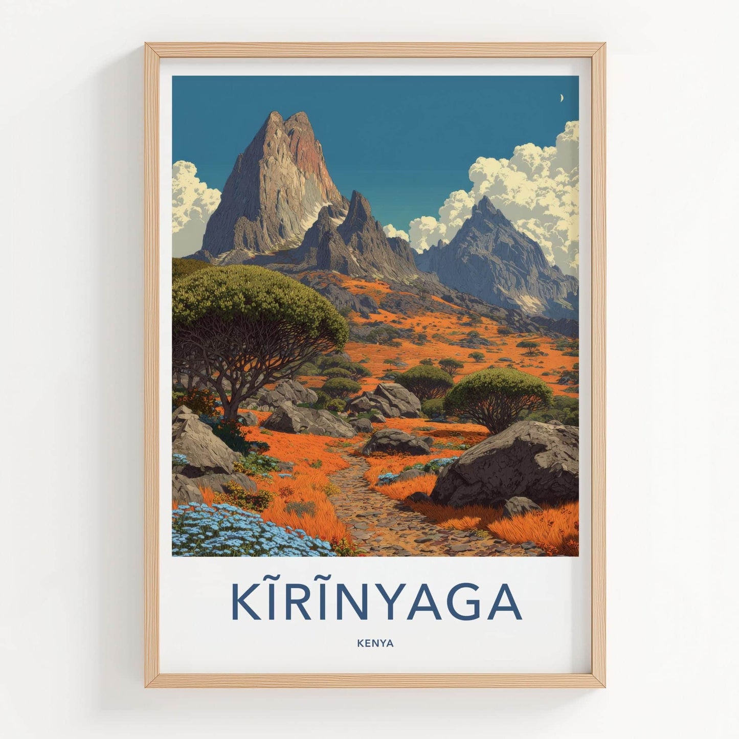 Kirinyaga Poster - Kenya Travel Art - Vibrant Mountain Path Home Decor