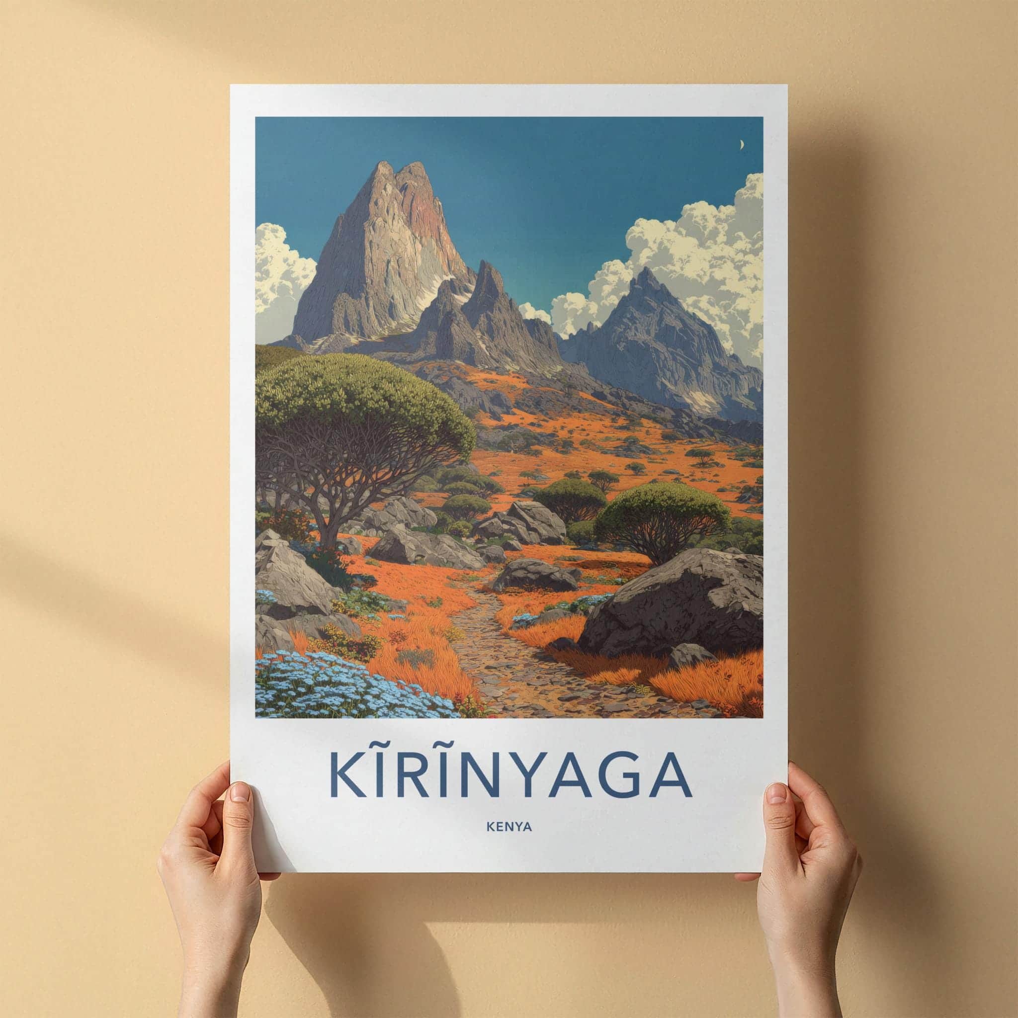 Kirinyaga Poster - Kenya Travel Art - Vibrant Mountain Path Home Decor