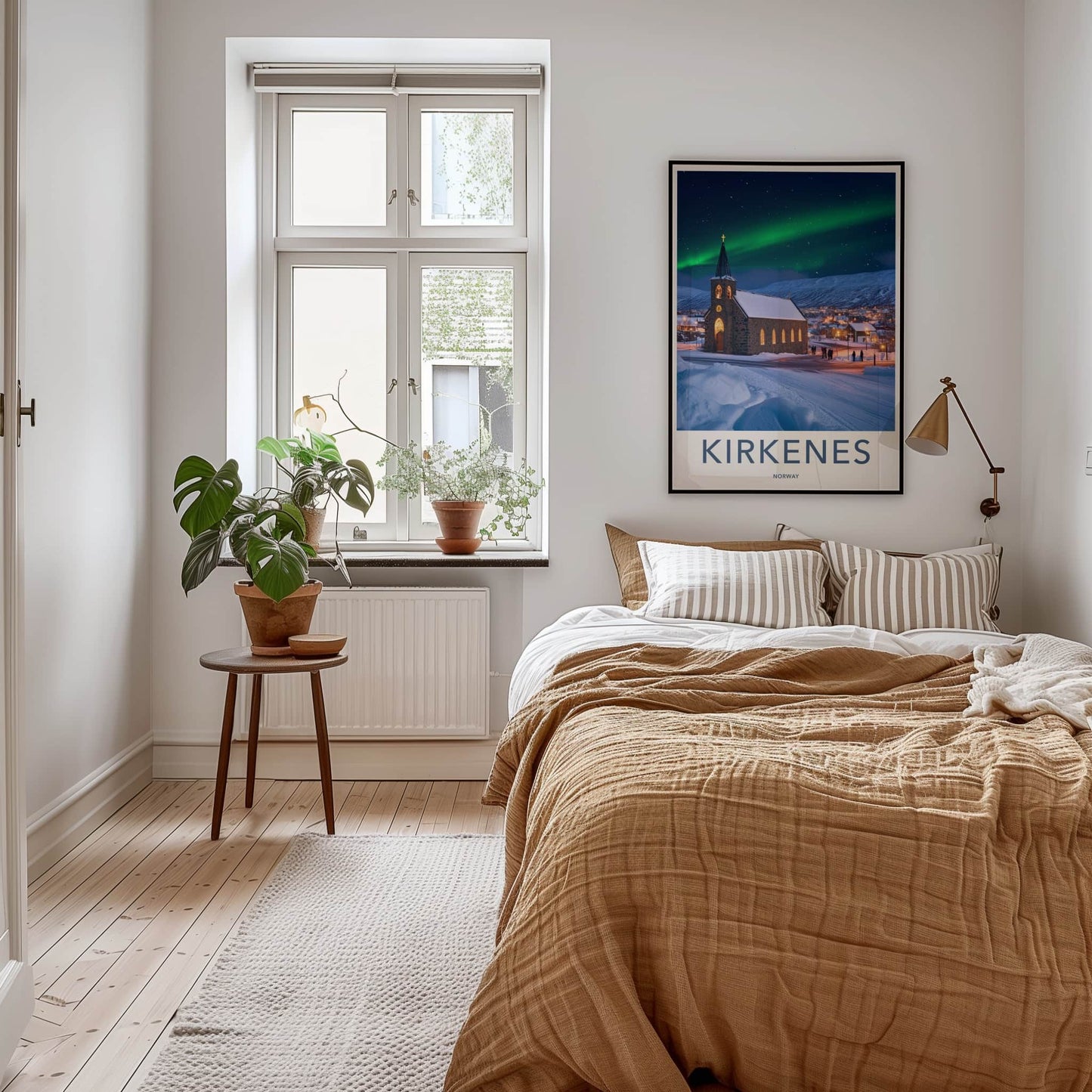 Kirkenes Poster - Norway Travel Art - Aurora Borealis Night Home Decor