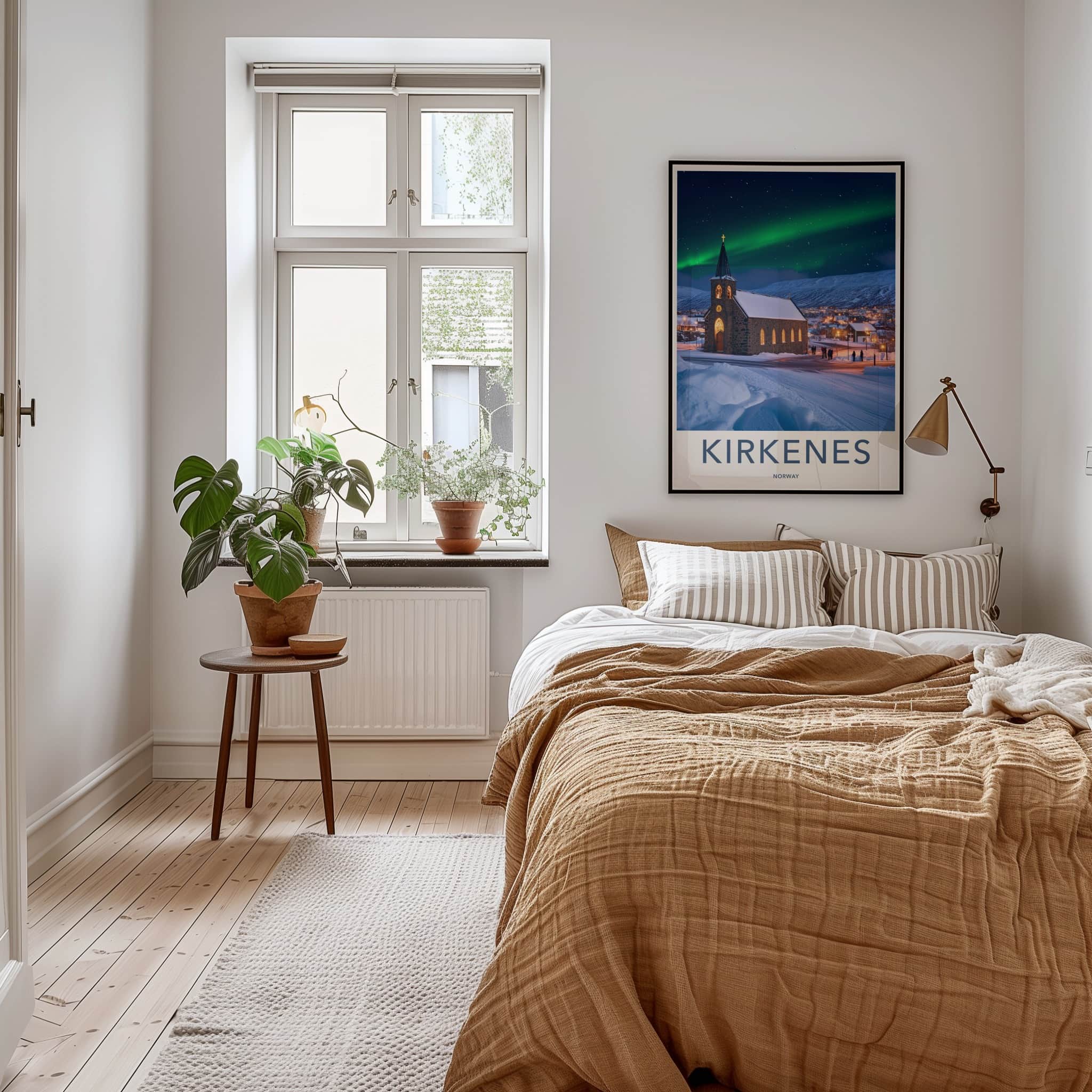 Kirkenes Poster - Norway Travel Art - Aurora Borealis Night Home Decor