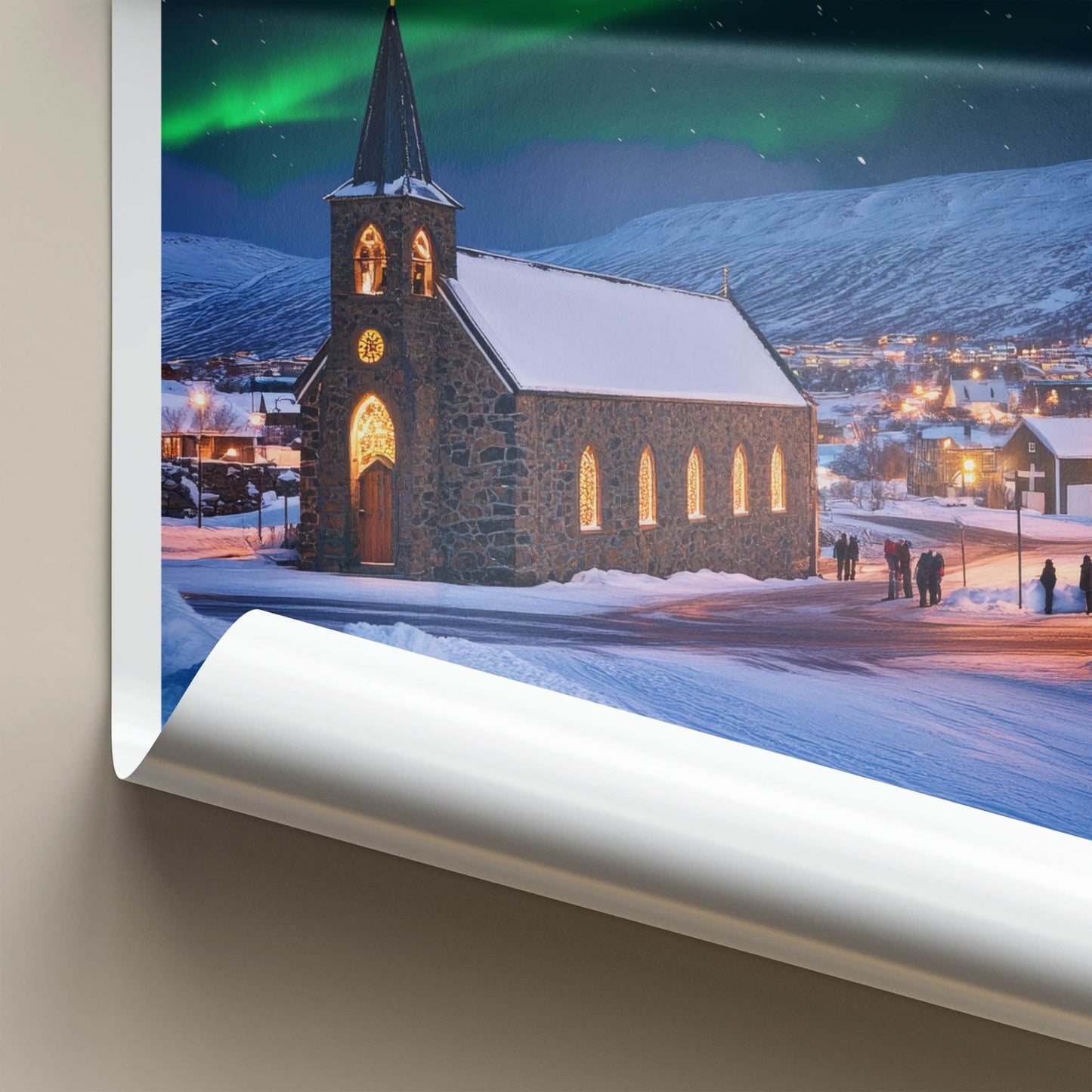 Kirkenes Poster - Norway Travel Art - Aurora Borealis Night Home Decor