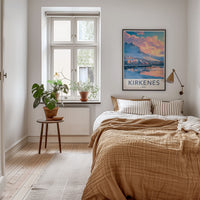 Kirkenes Poster - Norway Travel Art - Pastel Sky Mountain Home Decor