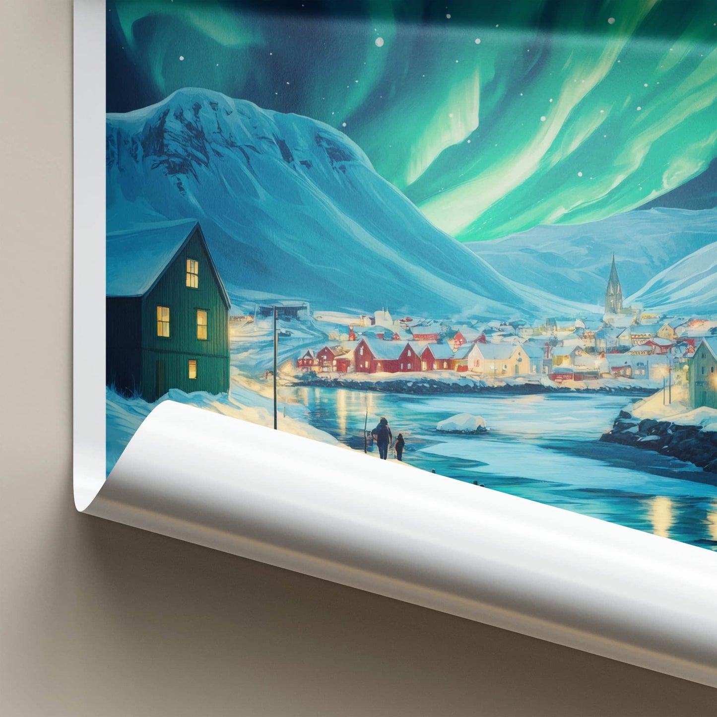 Kirkenes Poster - Norway Wall Art - Vibrant Aurora Night Home Decor