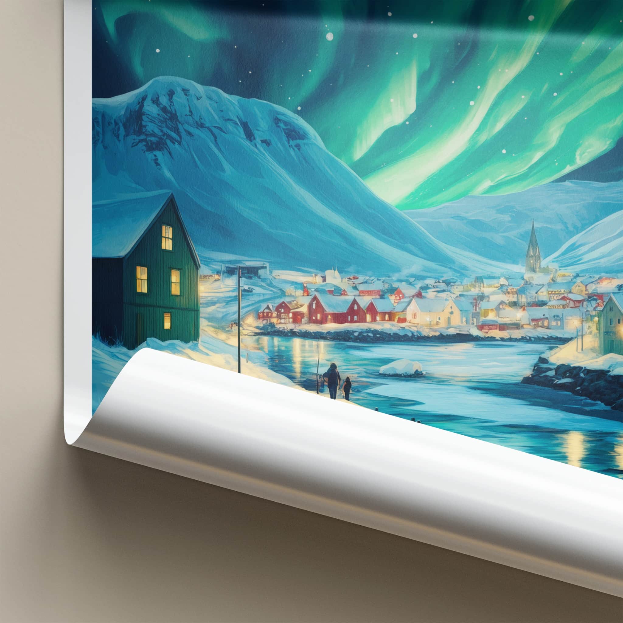 Kirkenes Poster - Norway Wall Art - Vibrant Aurora Night Home Decor