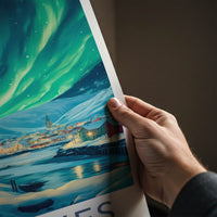 Kirkenes Poster - Norway Wall Art - Vibrant Aurora Night Home Decor