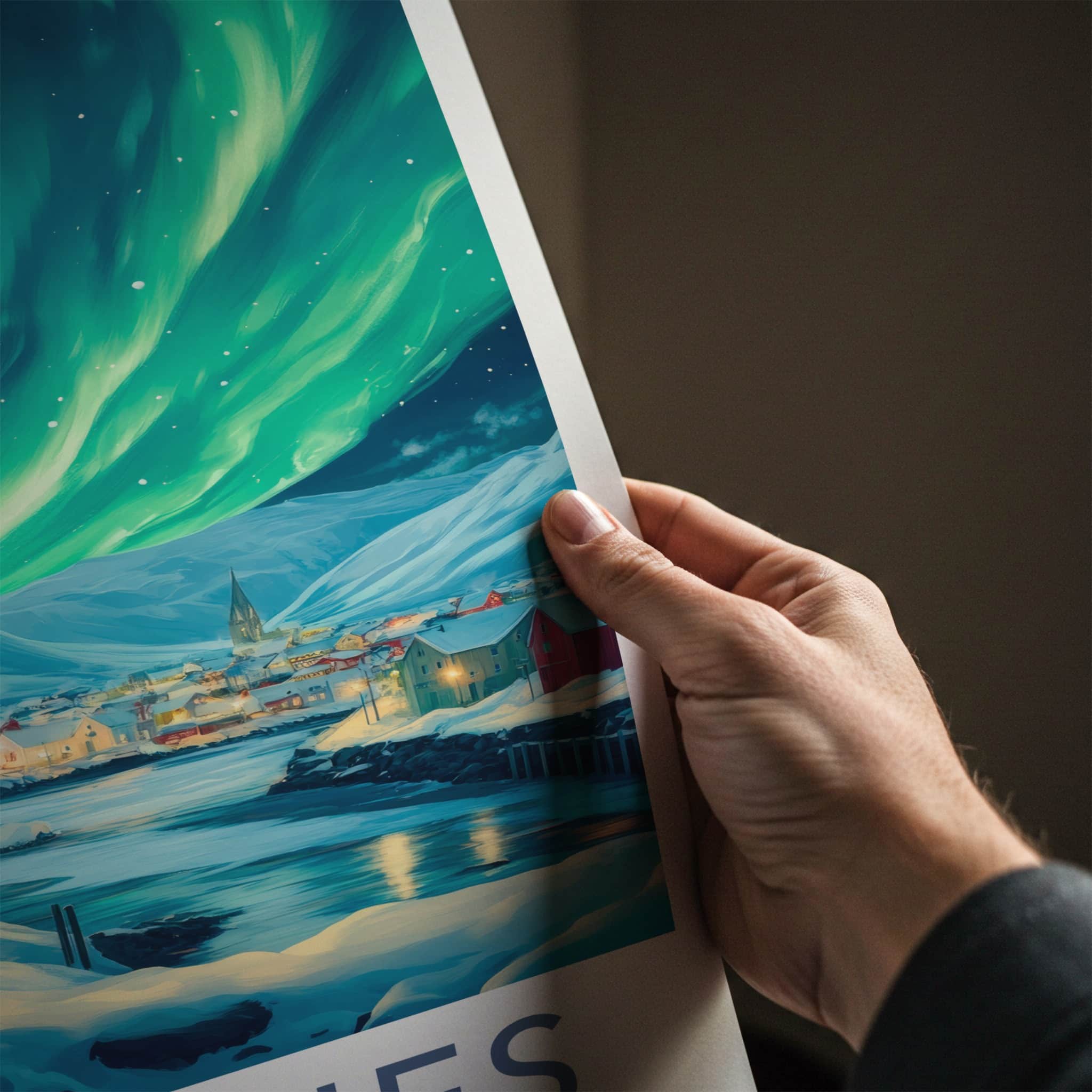 Kirkenes Poster - Norway Wall Art - Vibrant Aurora Night Home Decor