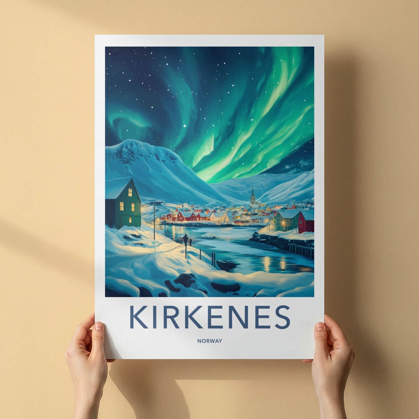 Kirkenes Poster - Norway Wall Art - Vibrant Aurora Night Home Decor