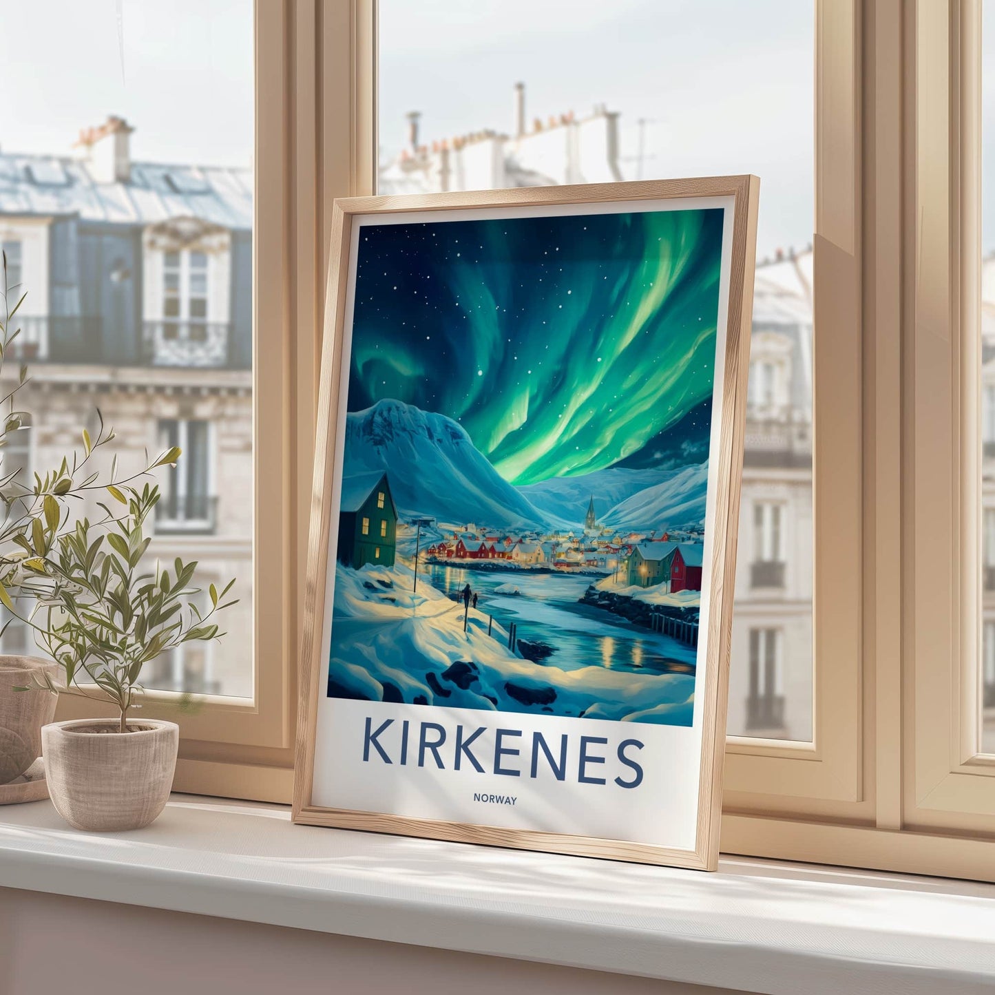 Kirkenes Poster - Norway Wall Art - Vibrant Aurora Night Home Decor