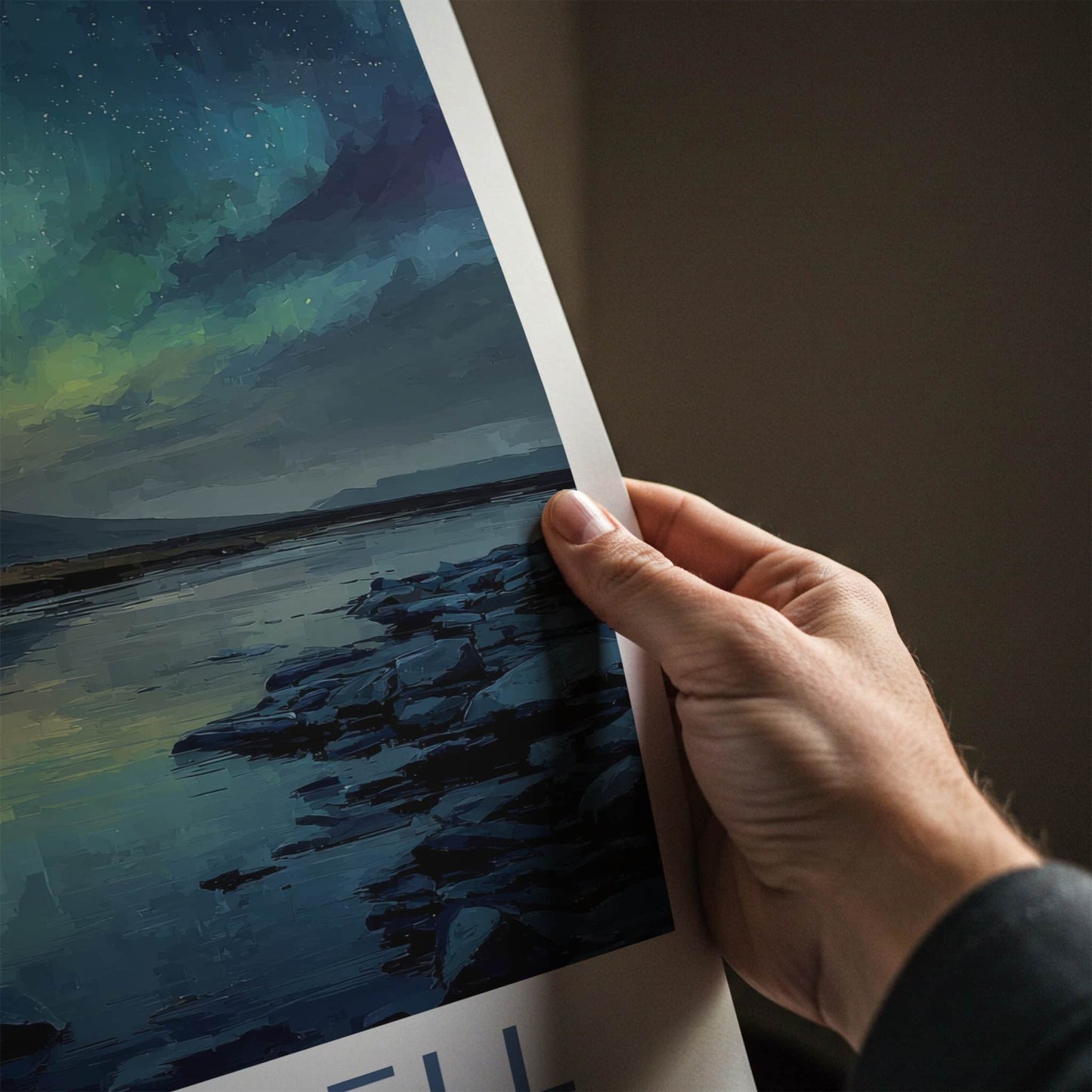 Kirkjufell Poster - Iceland Framed Art - Northern Lights Night Home Decor