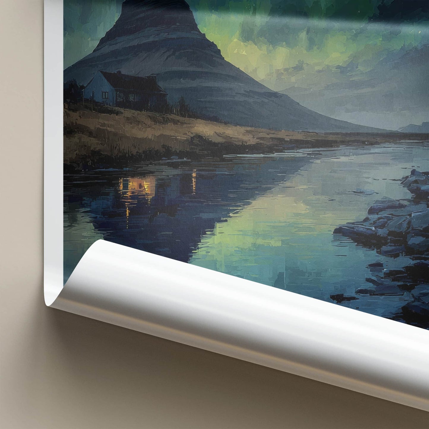 Kirkjufell Poster - Iceland Framed Art - Northern Lights Night Home Decor