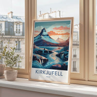 Kirkjufell Poster - Iceland Travel Art - Majestic Mountain Waterfalls Home Decor
