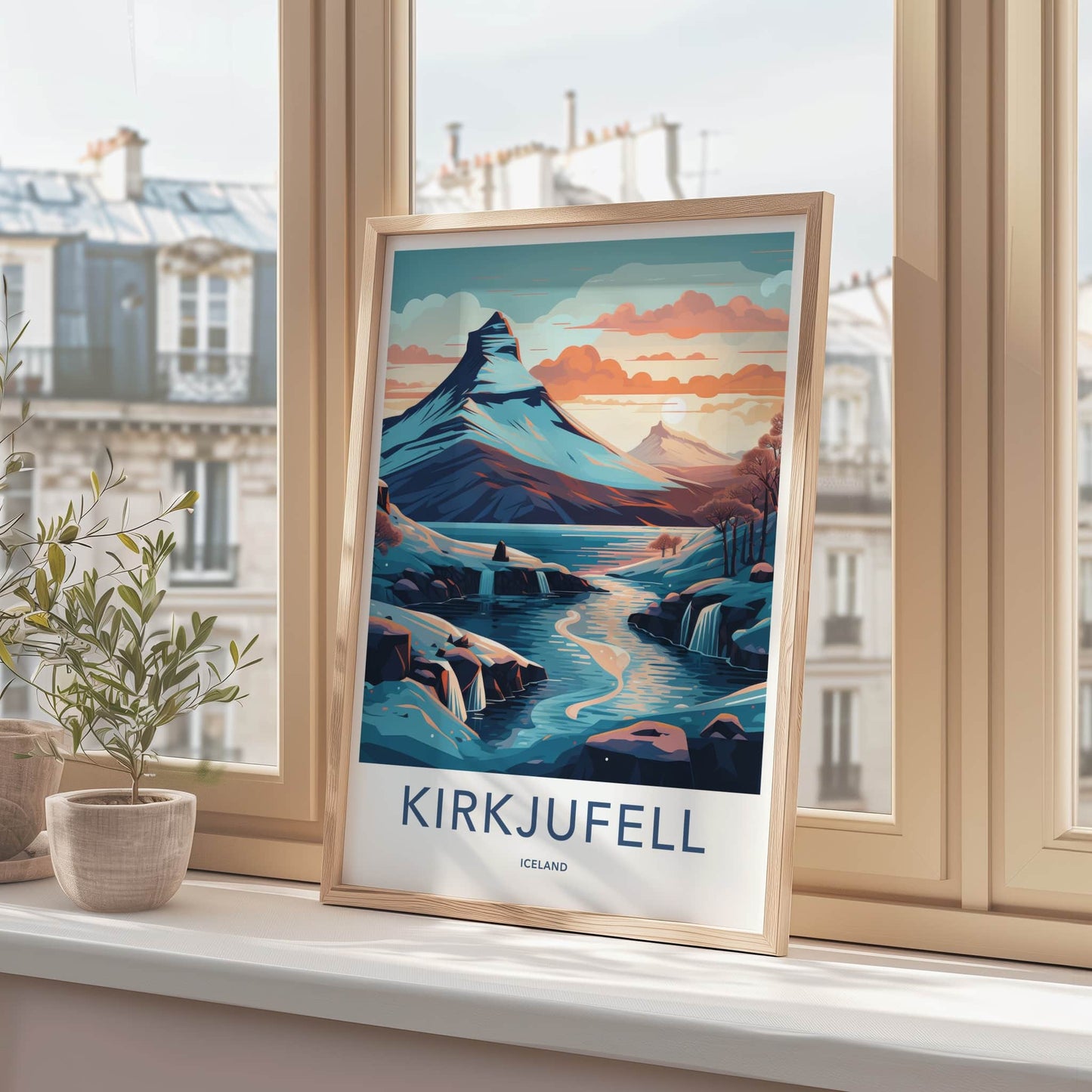 Kirkjufell Poster - Iceland Travel Art - Majestic Mountain Waterfalls Home Decor