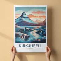 Kirkjufell Poster - Iceland Travel Art - Majestic Mountain Waterfalls Home Decor