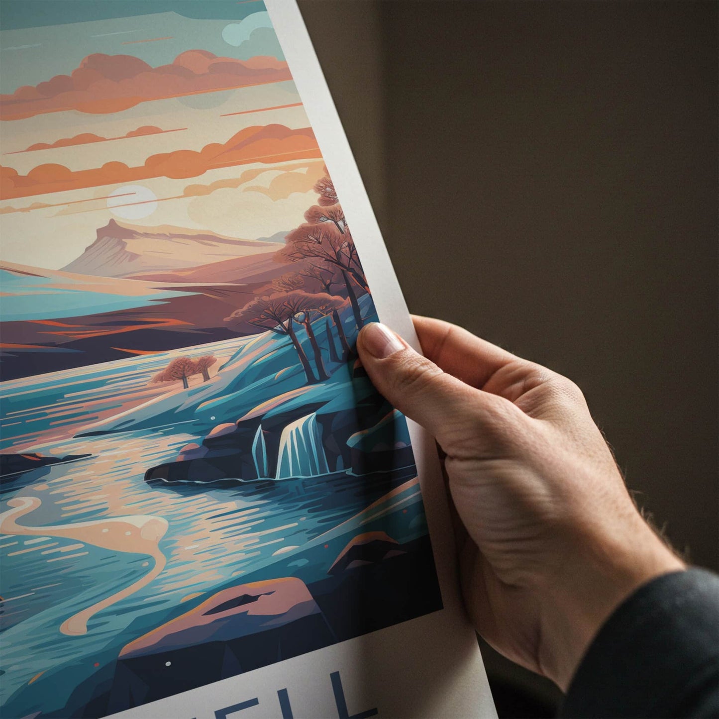 Kirkjufell Poster - Iceland Travel Art - Majestic Mountain Waterfalls Home Decor