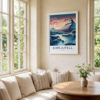 Kirkjufell Poster - Iceland Travel Art - Pastel Sky Mountain Home Decor
