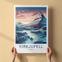 Kirkjufell Poster - Iceland Travel Art - Pastel Sky Mountain Home Decor