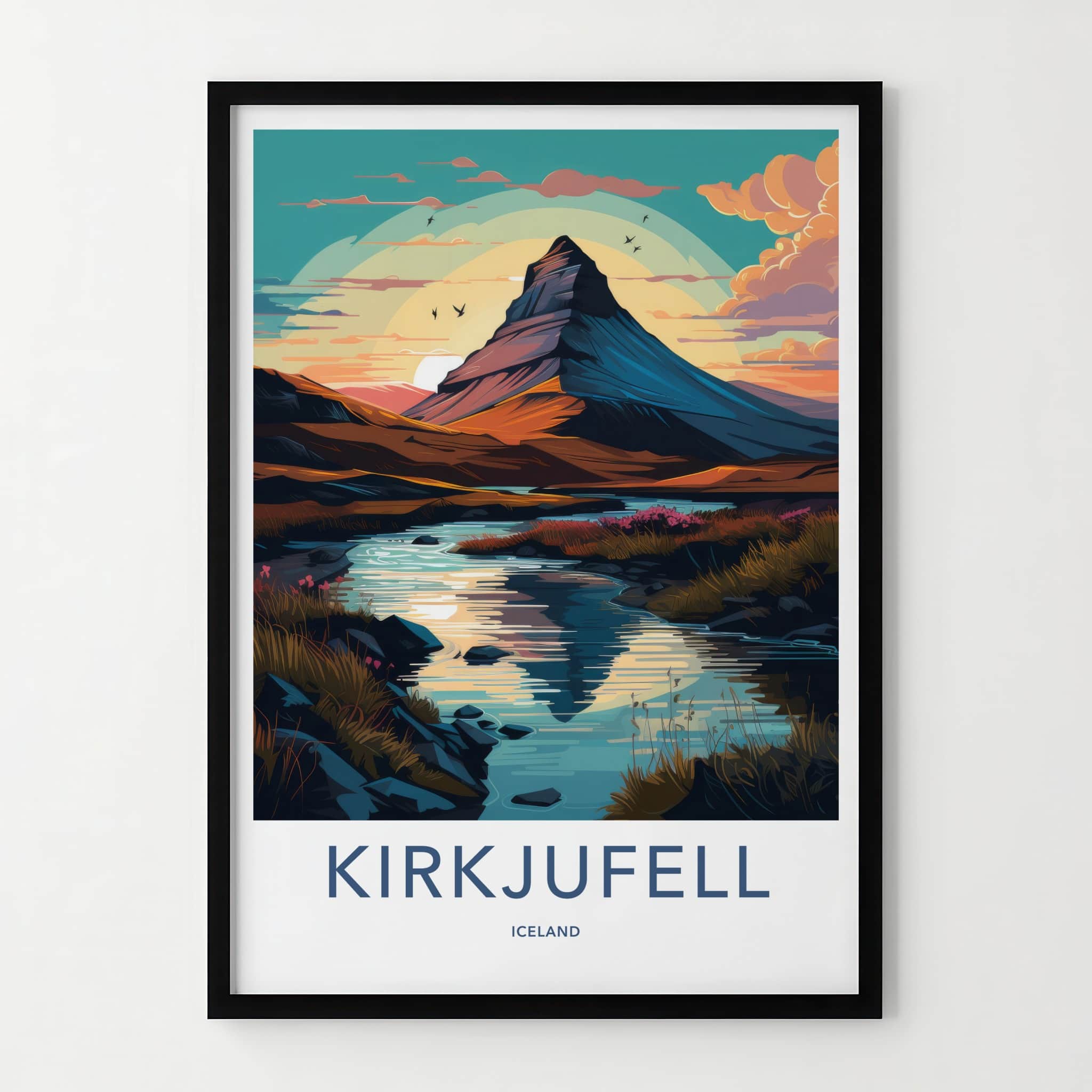 KIRKJUFELL Poster - Iceland Travel Art - Vivid Mountain Landscape Home Decor