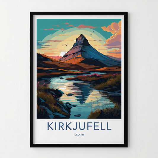 KIRKJUFELL Poster - Iceland Travel Art - Vivid Mountain Landscape Home Decor