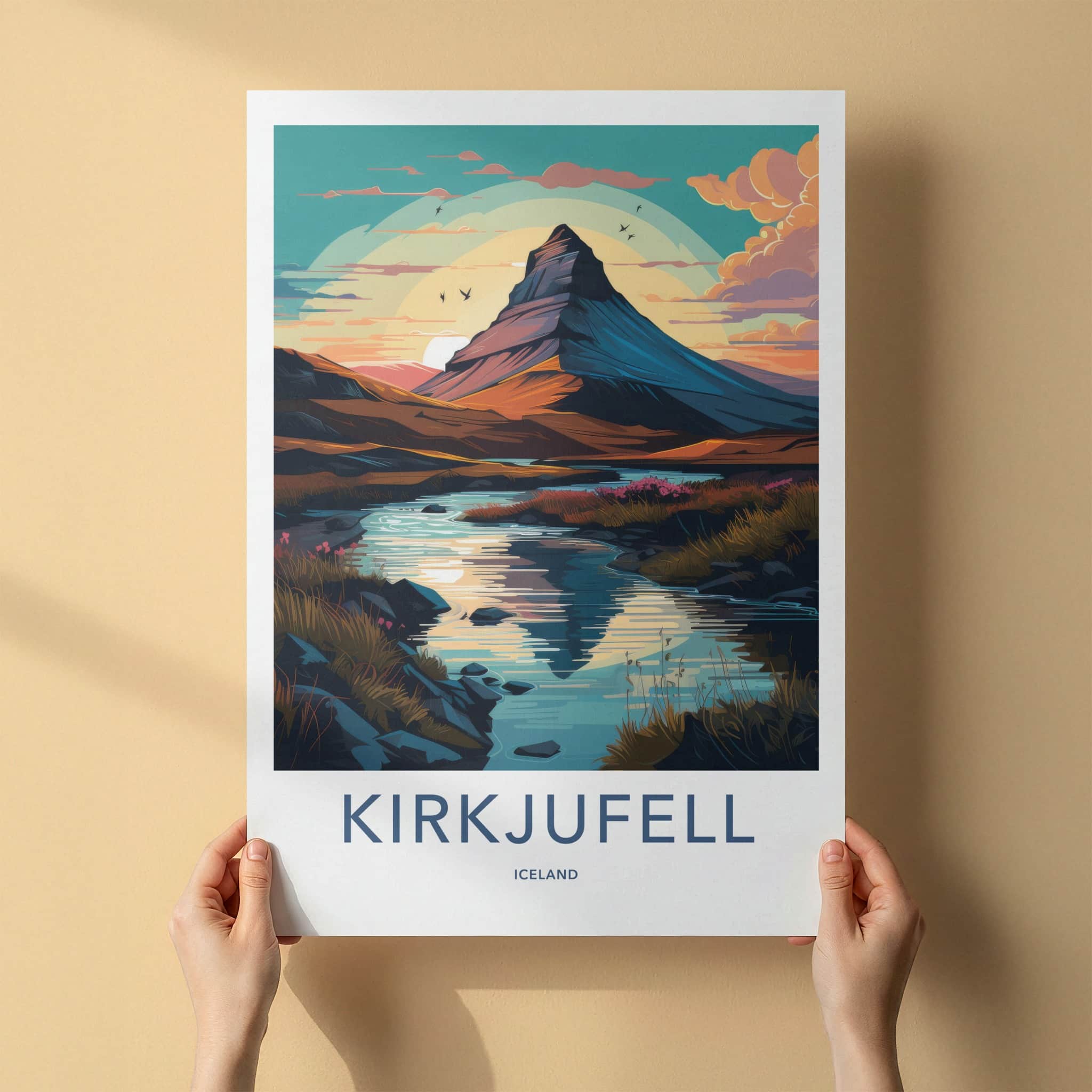 KIRKJUFELL Poster - Iceland Travel Art - Vivid Mountain Landscape Home Decor