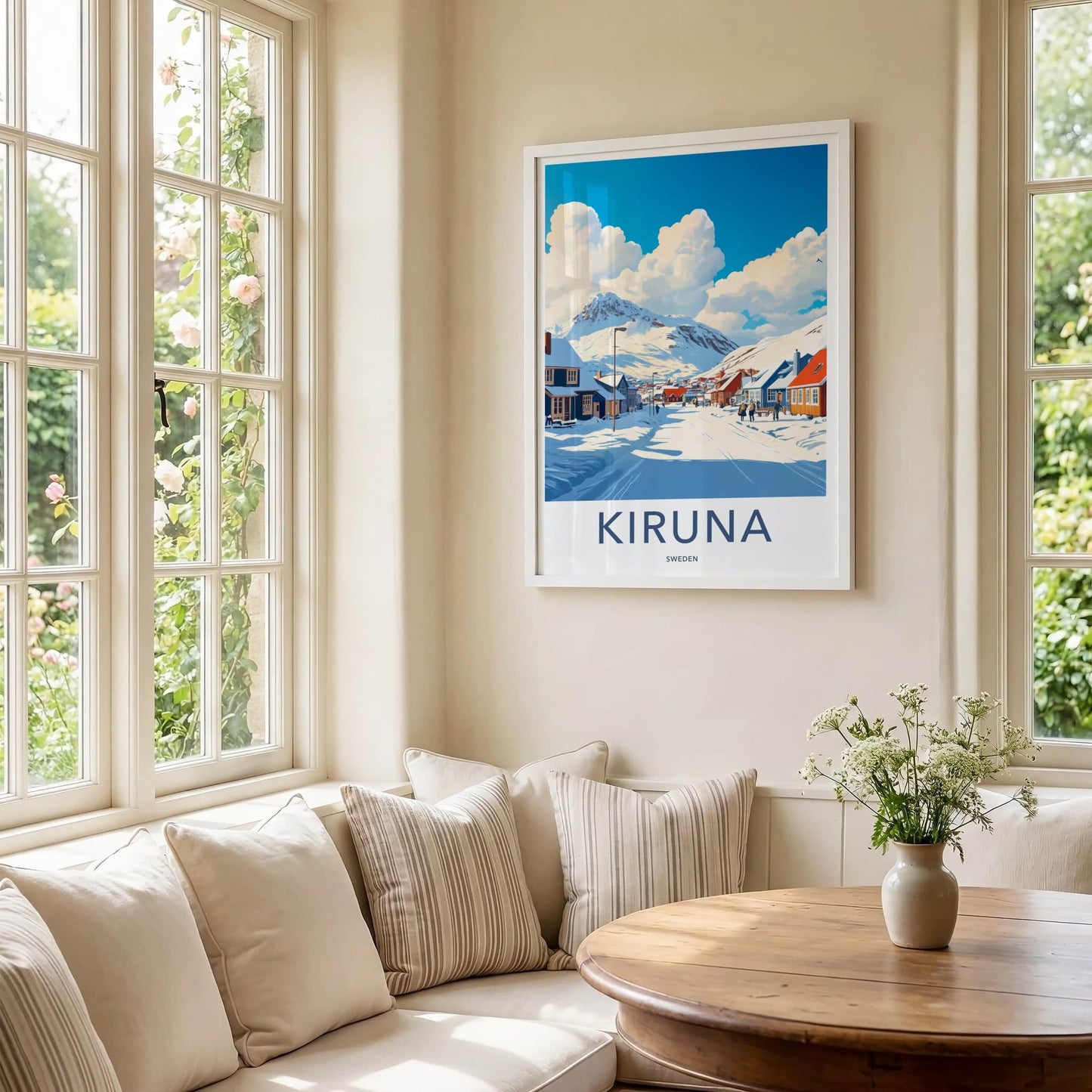 Kiruna Poster - Sweden Framed Print - Snowy Mountain Village Gallery Art