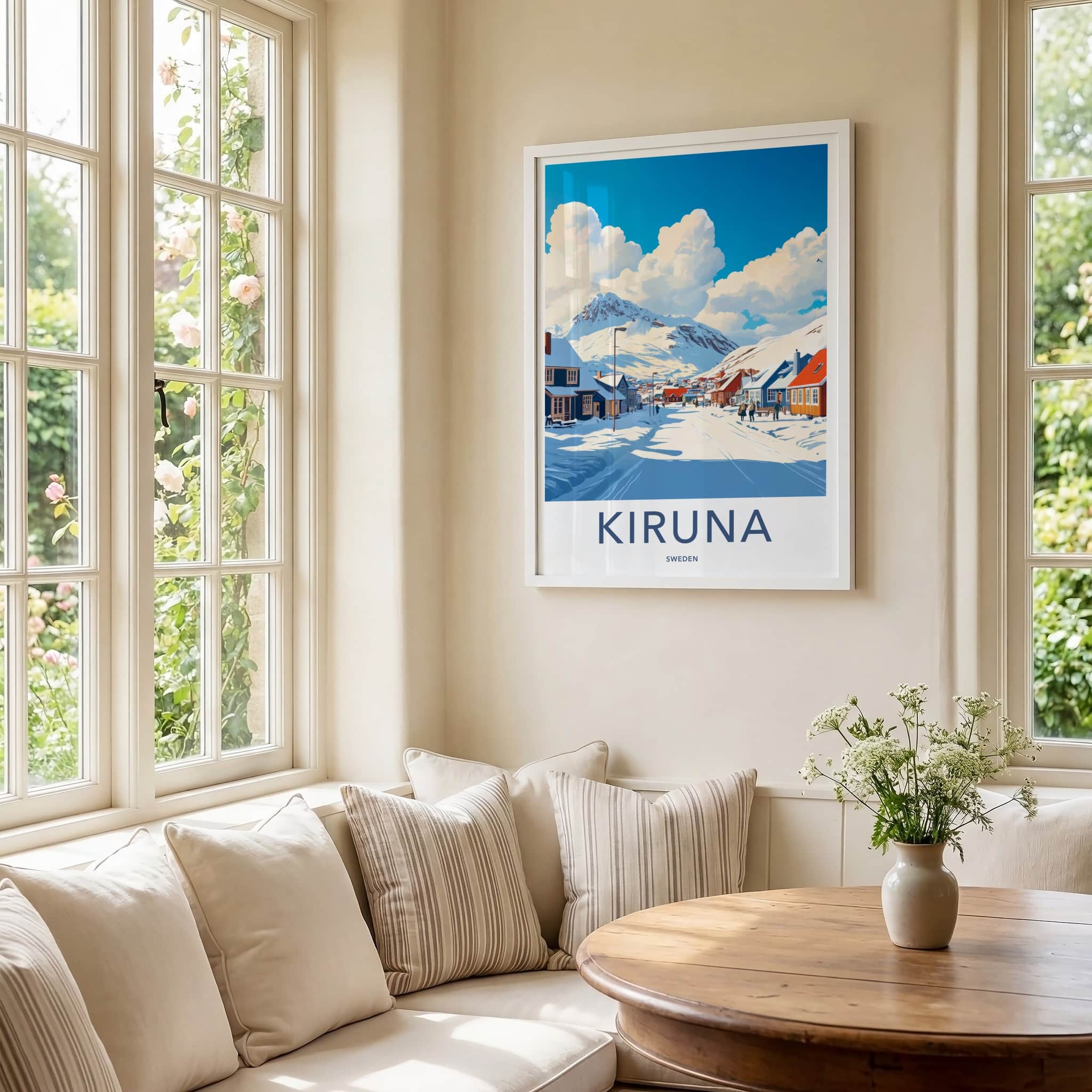 Kiruna Poster - Sweden Framed Print - Snowy Mountain Village Gallery Art