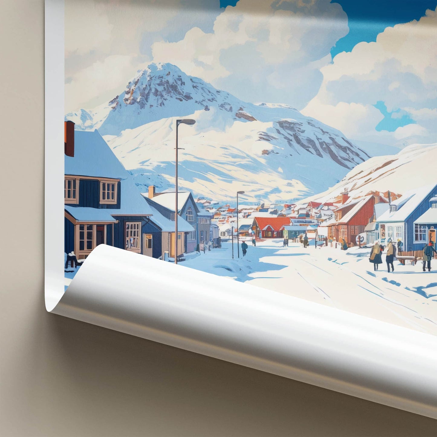 Kiruna Poster - Sweden Framed Print - Snowy Mountain Village Gallery Art
