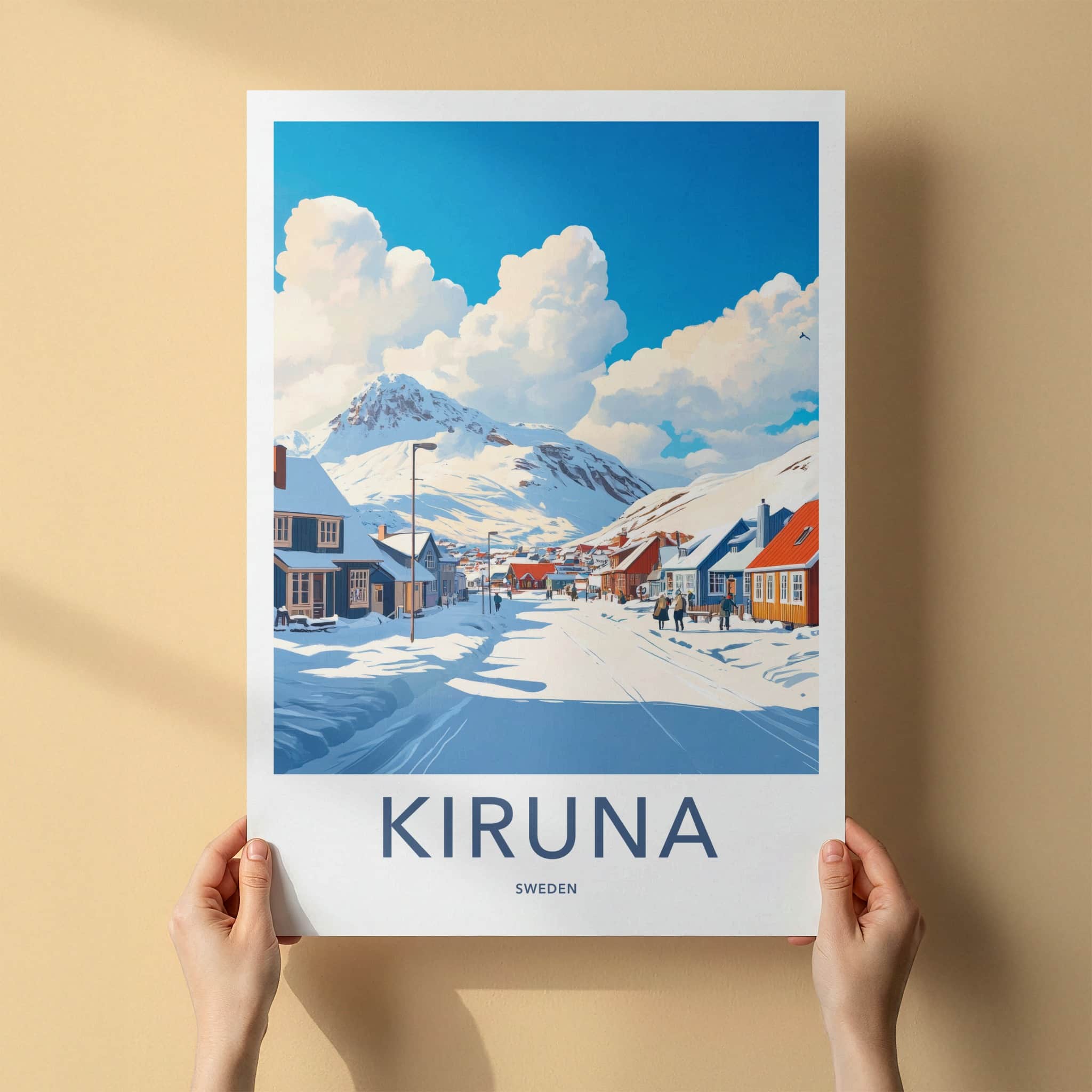 Kiruna Poster - Sweden Framed Print - Snowy Mountain Village Gallery Art