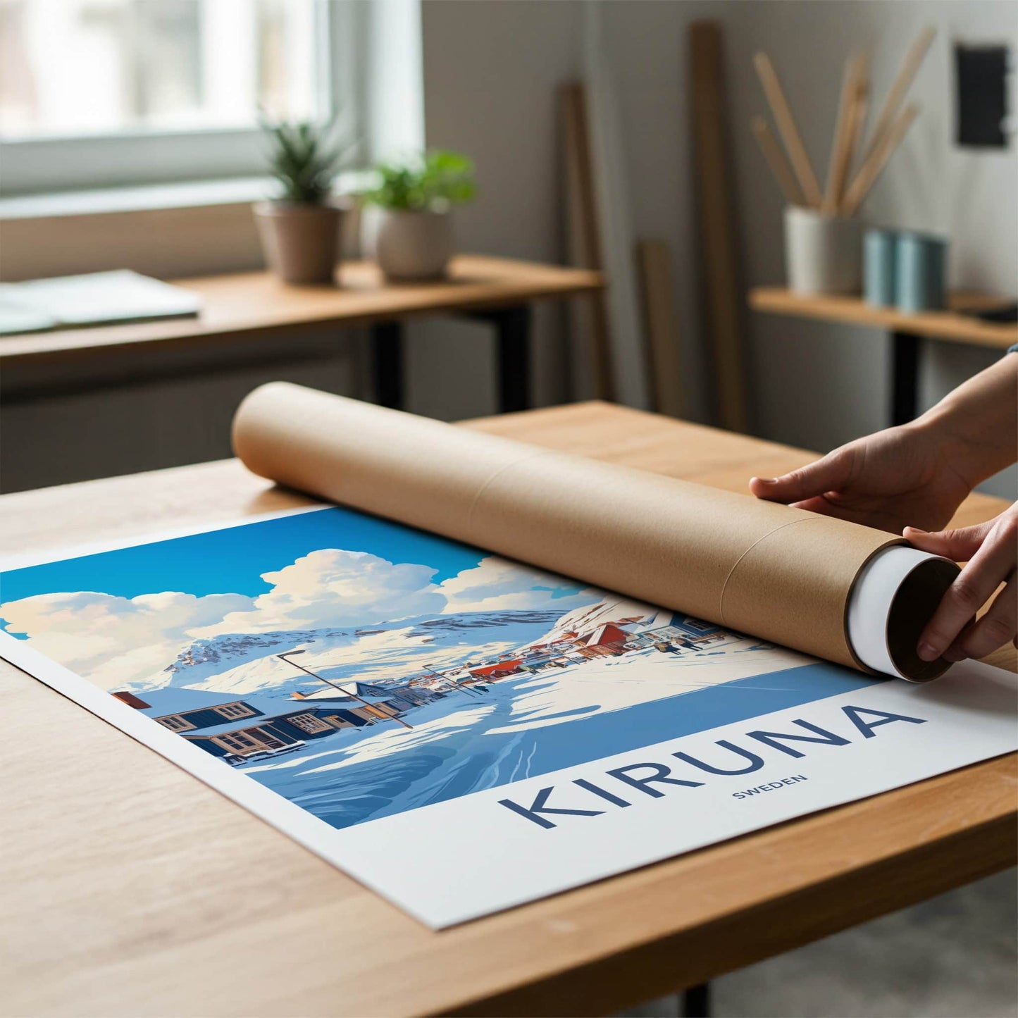 Kiruna Poster - Sweden Framed Print - Snowy Mountain Village Gallery Art
