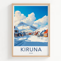 Kiruna Poster - Sweden Framed Print - Snowy Mountain Village Gallery Art