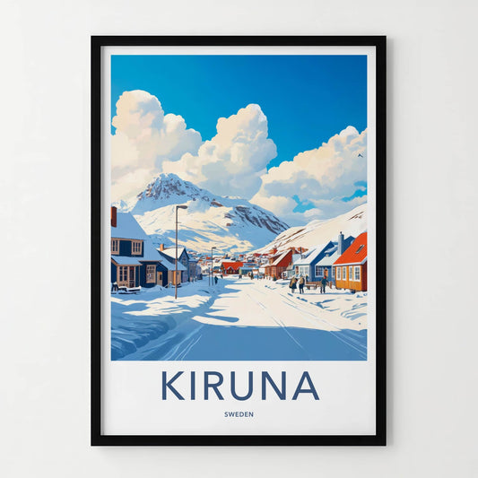 Kiruna Poster - Sweden Framed Print - Snowy Mountain Village Gallery Art