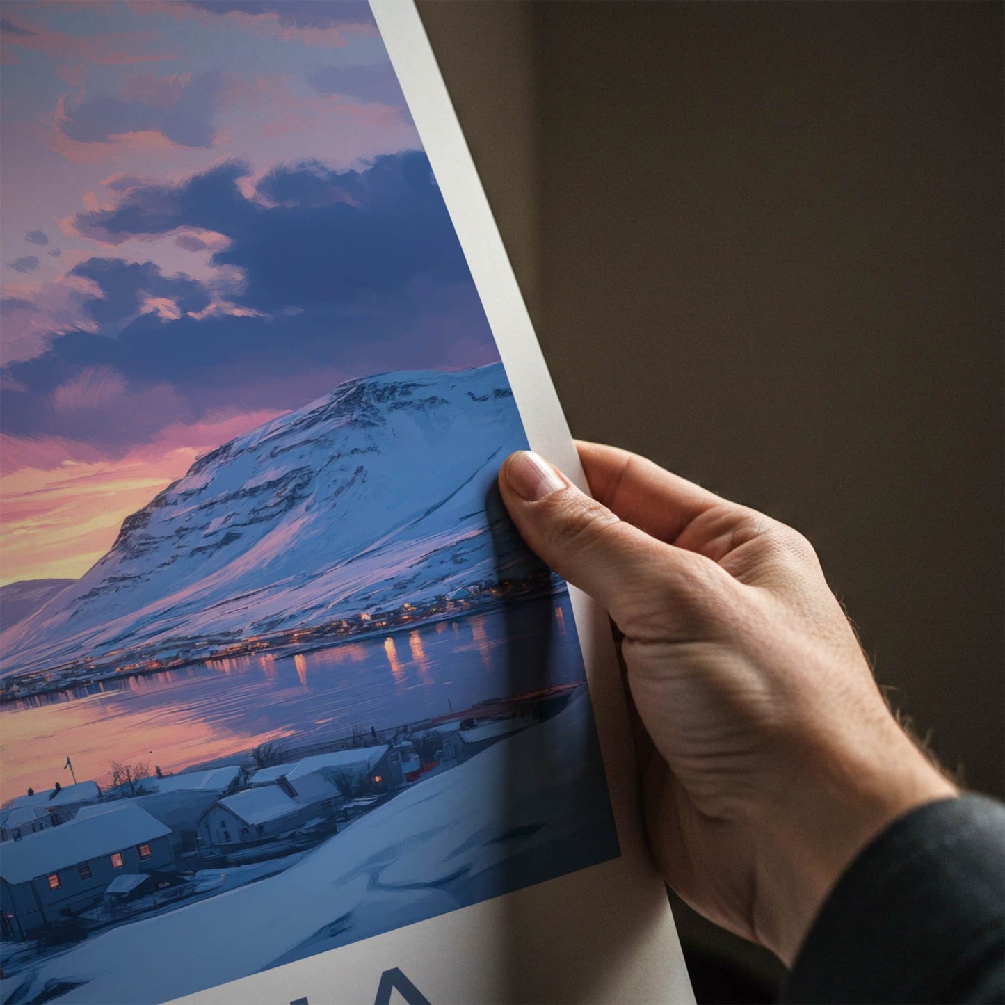 Kiruna Poster - Sweden Travel Art - Winter Village Sunset Home Decor