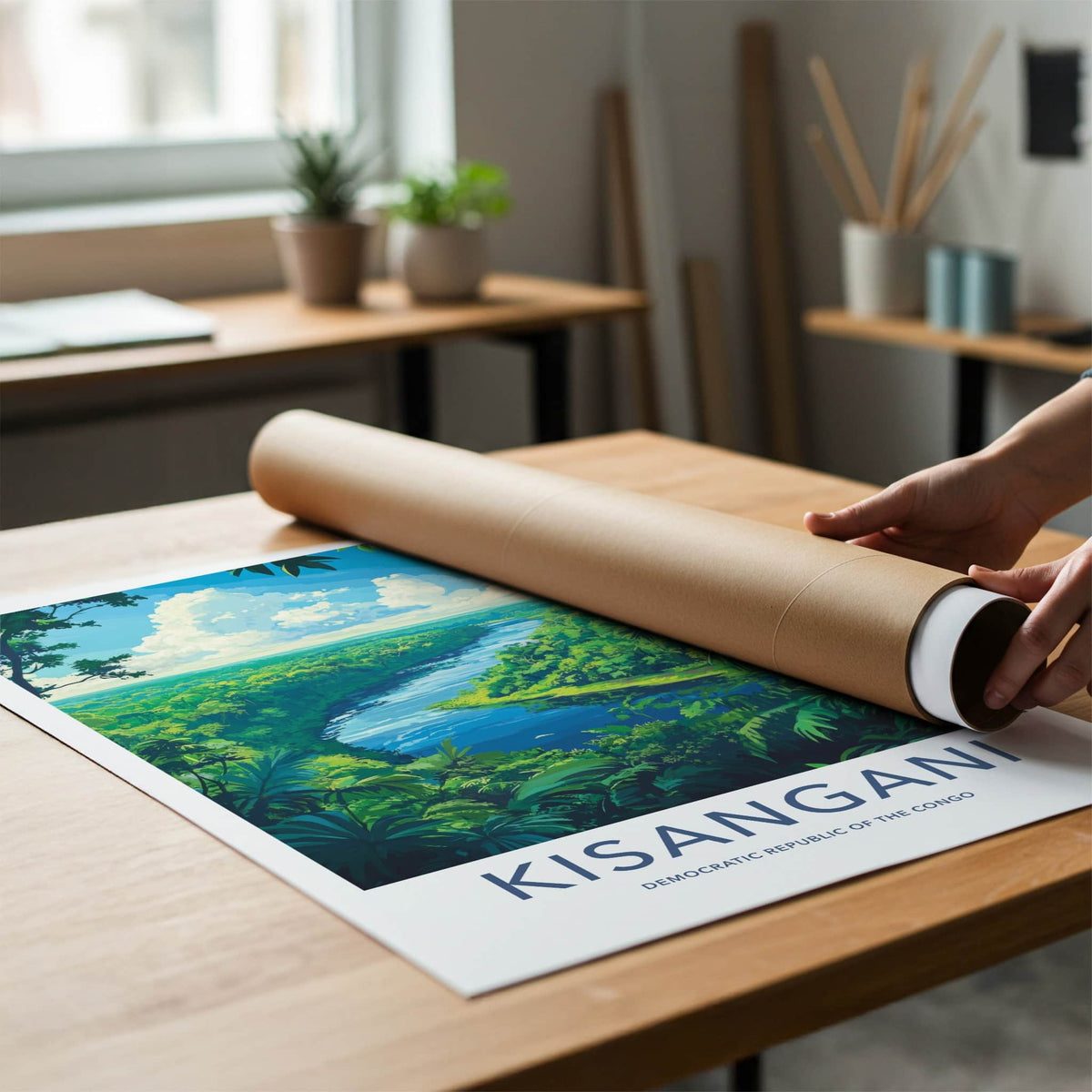 Kisangani Poster - Democratic Republic of the Congo Fine Art - Lush Green River Home Art