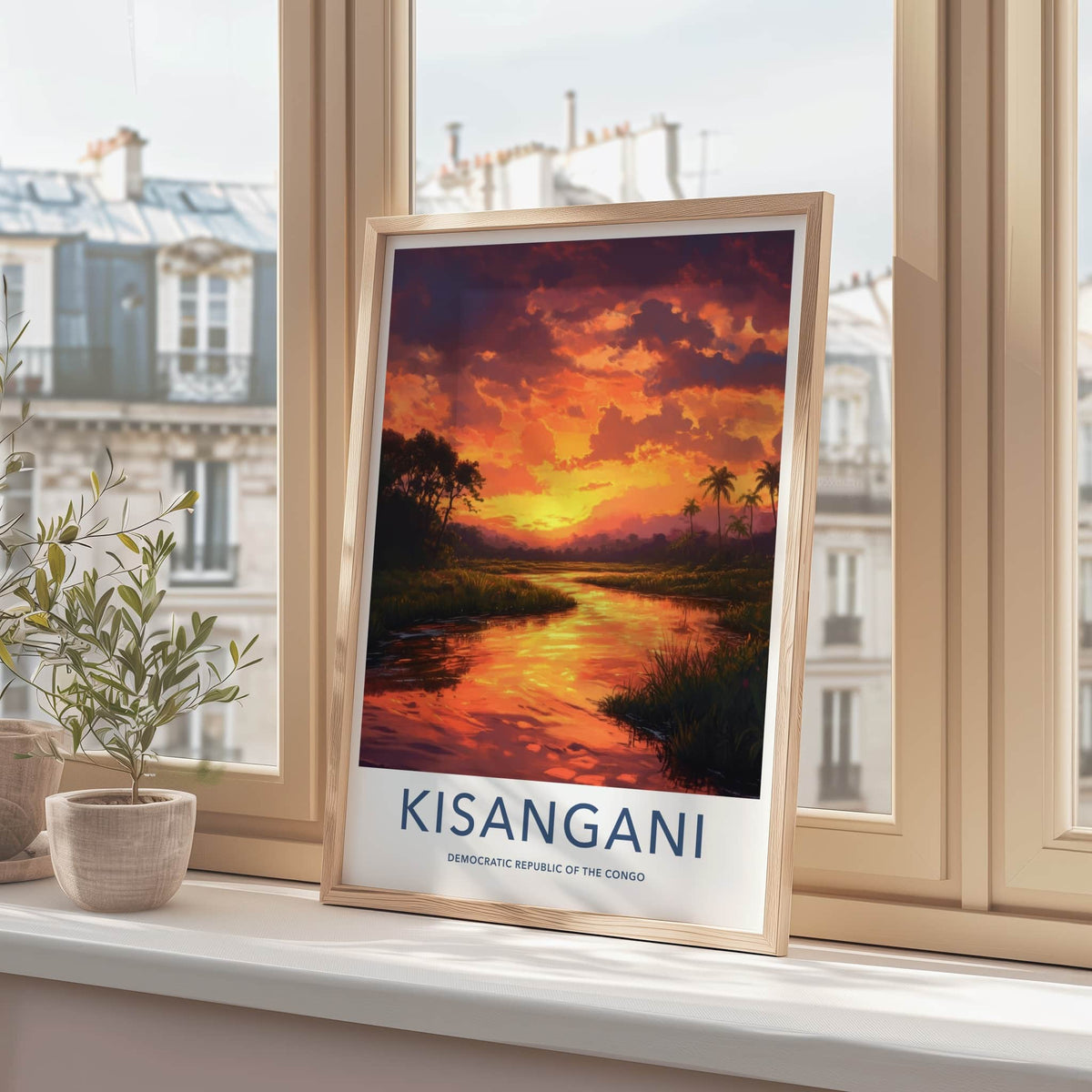 Kisangani Poster - Democratic Republic of the Congo Fine Art - Red Sun Sky Gift