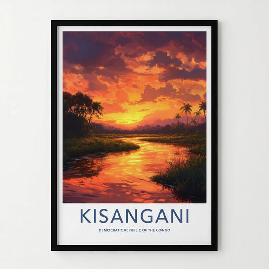 Kisangani Poster - Democratic Republic of the Congo Fine Art - Red Sun Sky Gift