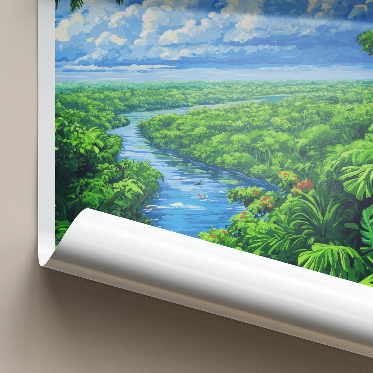 Kisangani Poster - DR Congo Travel Art - Lush Jungle River Home Decor