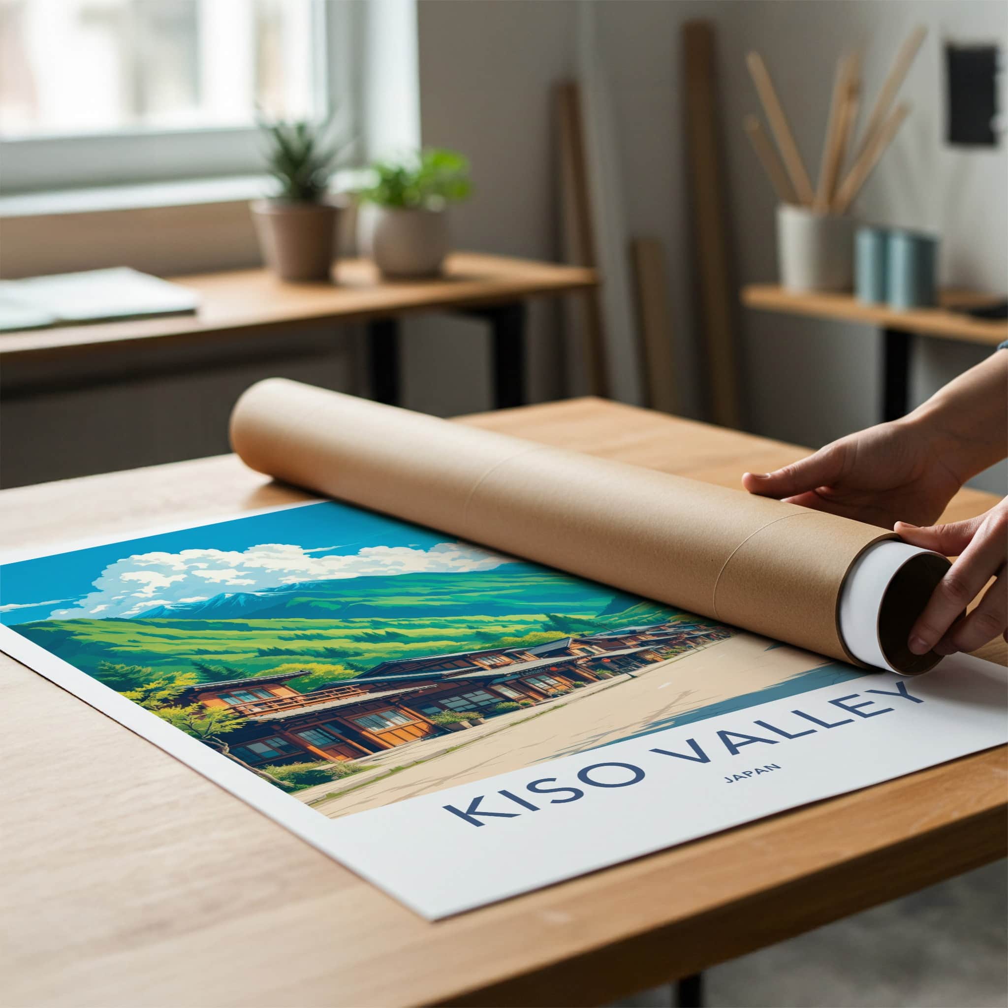Kiso Valley Poster - Japan Travel Art - Traditional Valley Town Home Decor