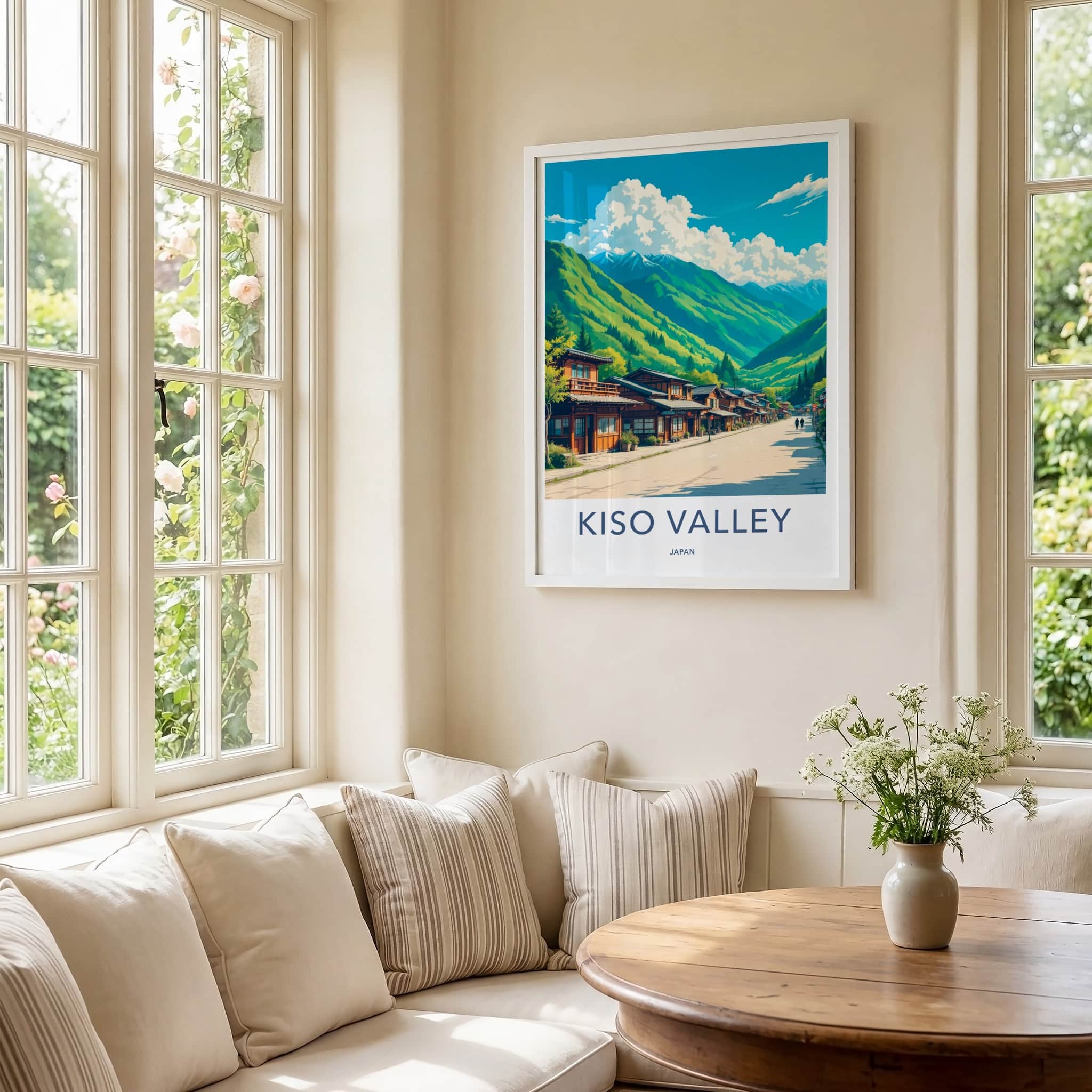 Kiso Valley Poster - Japan Travel Art - Traditional Valley Town Home Decor
