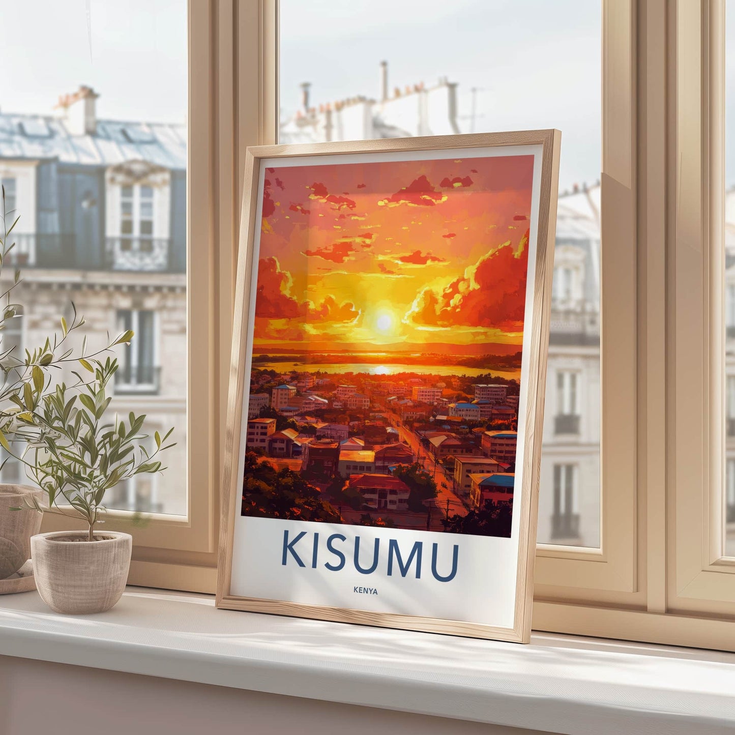 Kisumu Poster - Kenya Travel Print - Vibrant City Sunset Home Decor