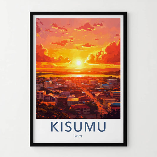 Kisumu Poster - Kenya Travel Print - Vibrant City Sunset Home Decor