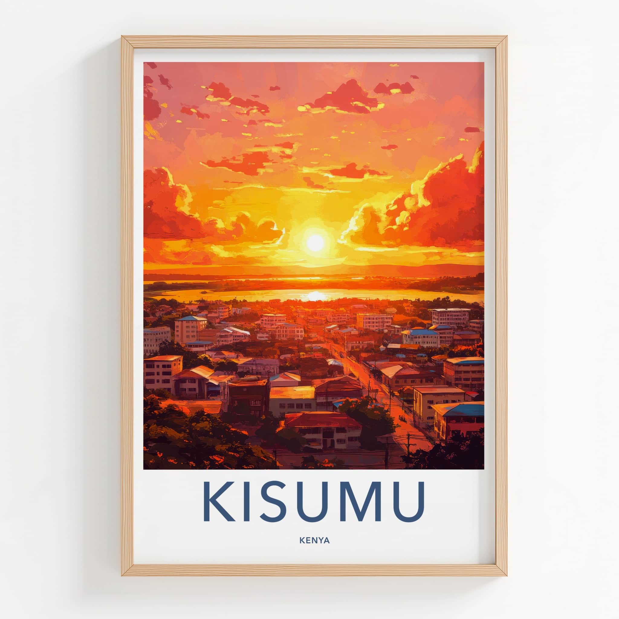 Kisumu Poster - Kenya Travel Print - Vibrant City Sunset Home Decor