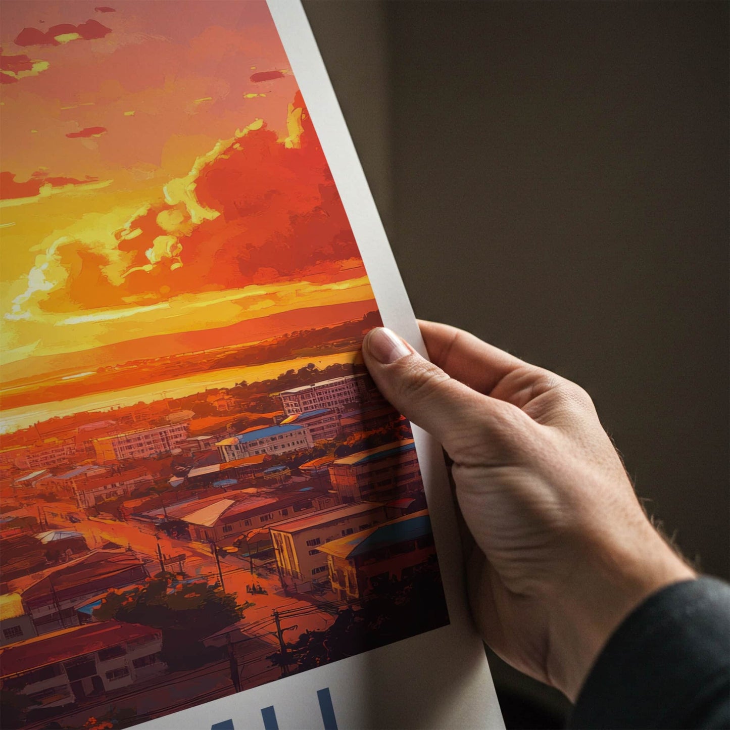Kisumu Poster - Kenya Travel Print - Vibrant City Sunset Home Decor