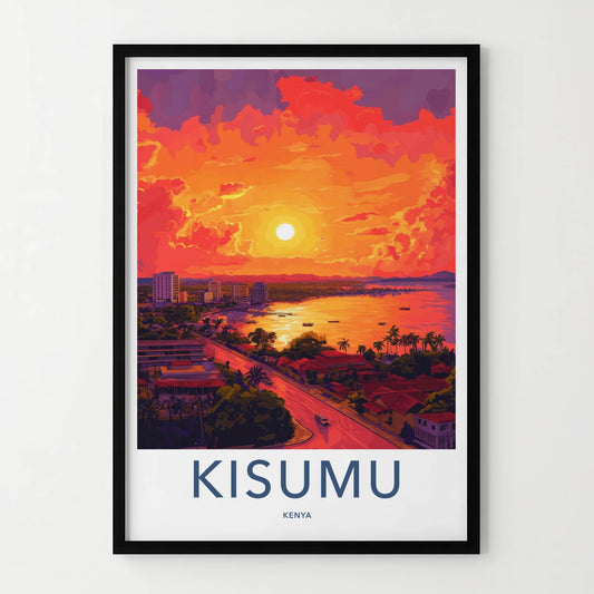 Kisumu Poster - Kenya Wall Art - Lakeside City Sunset Home Decor
