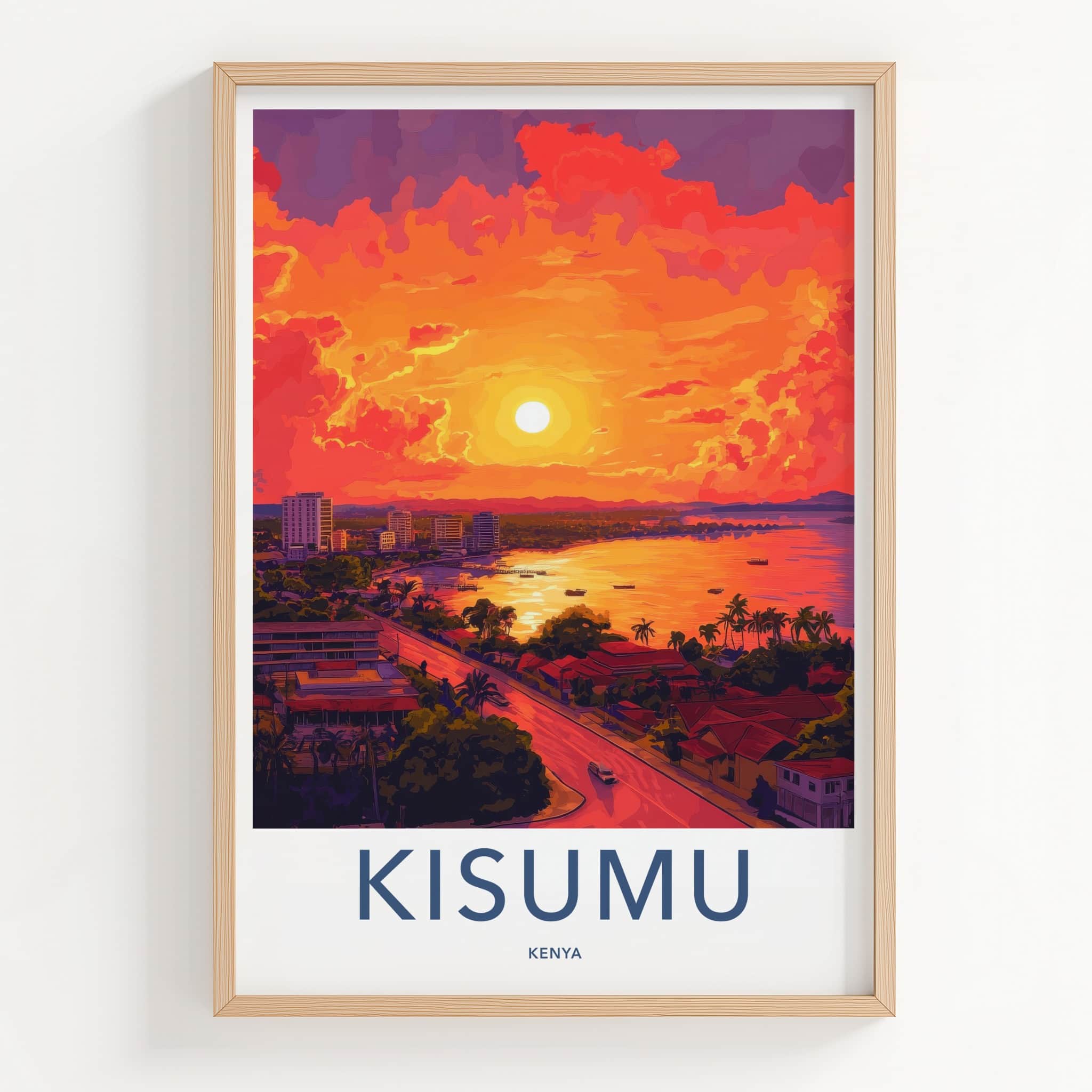 Kisumu Poster - Kenya Wall Art - Lakeside City Sunset Home Decor