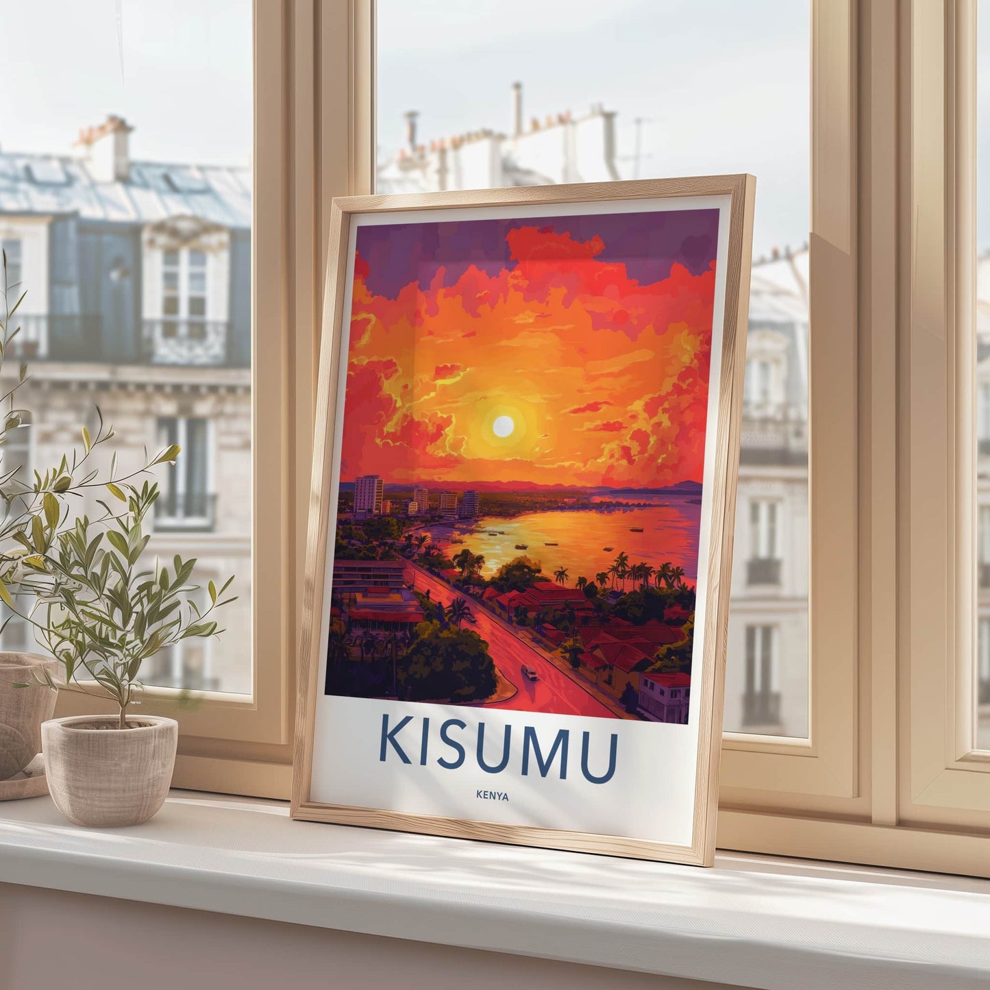Kisumu Poster - Kenya Wall Art - Lakeside City Sunset Home Decor