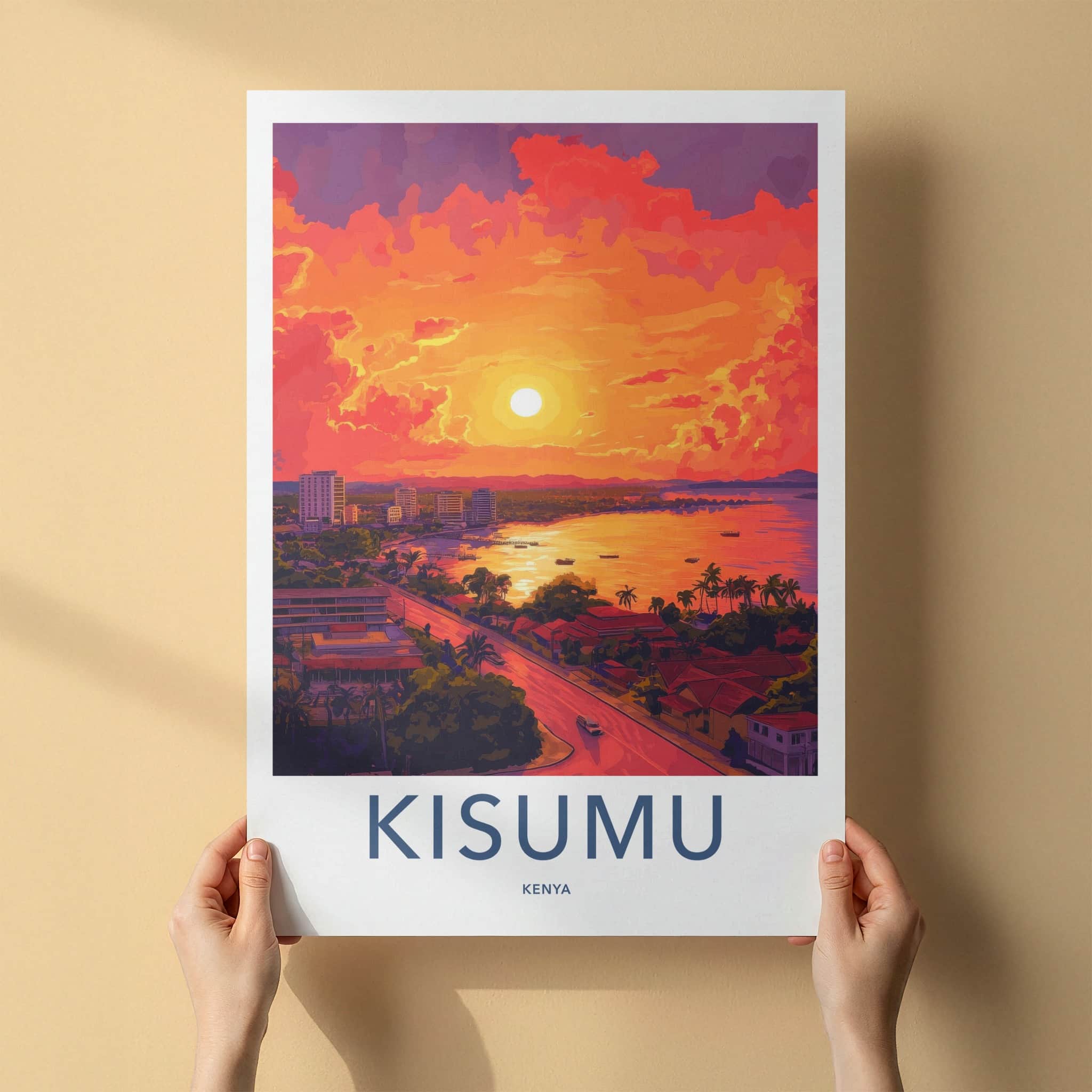 Kisumu Poster - Kenya Wall Art - Lakeside City Sunset Home Decor