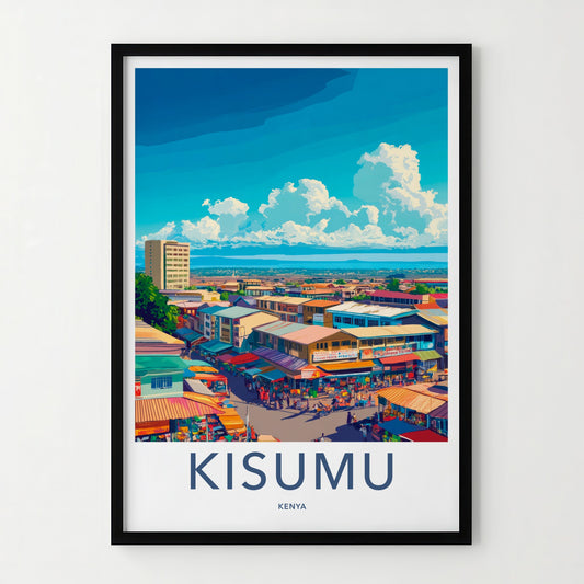 Kisumu Poster - Kenya Wall Art - Vibrant Market Scene Home Decor