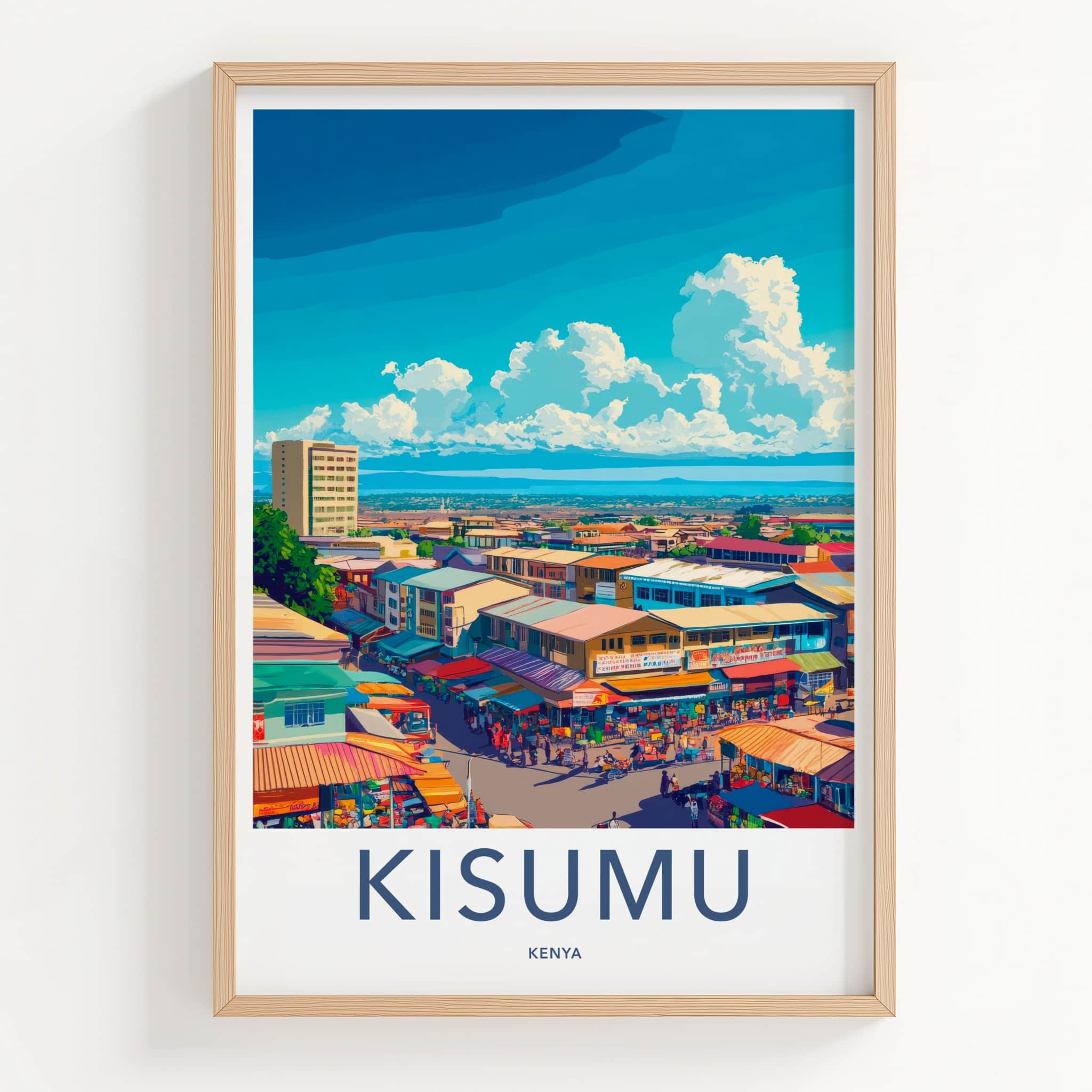 Kisumu Poster - Kenya Wall Art - Vibrant Market Scene Home Decor