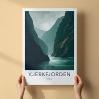 KJERKFJORDEN Poster - Norway Travel Art - Dramatic Fjord Cliffs Wall Decor