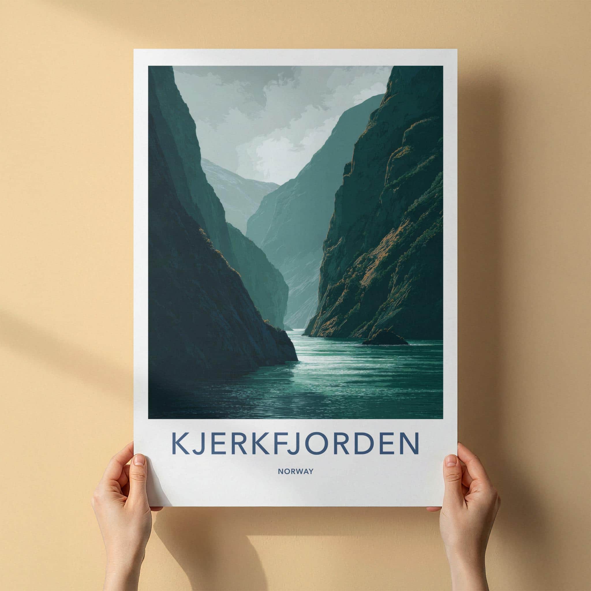 KJERKFJORDEN Poster - Norway Travel Art - Dramatic Fjord Cliffs Wall Decor