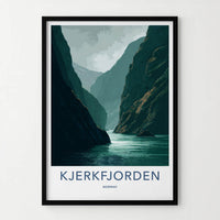 KJERKFJORDEN Poster - Norway Travel Art - Dramatic Fjord Cliffs Wall Decor